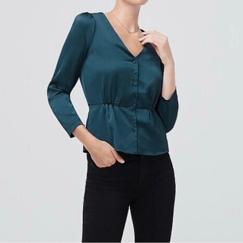 J. Crew Satin Back Crepe Button Front Blouse Size 00